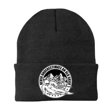 Never Underestimate An Old Skier Embroidered Beanie